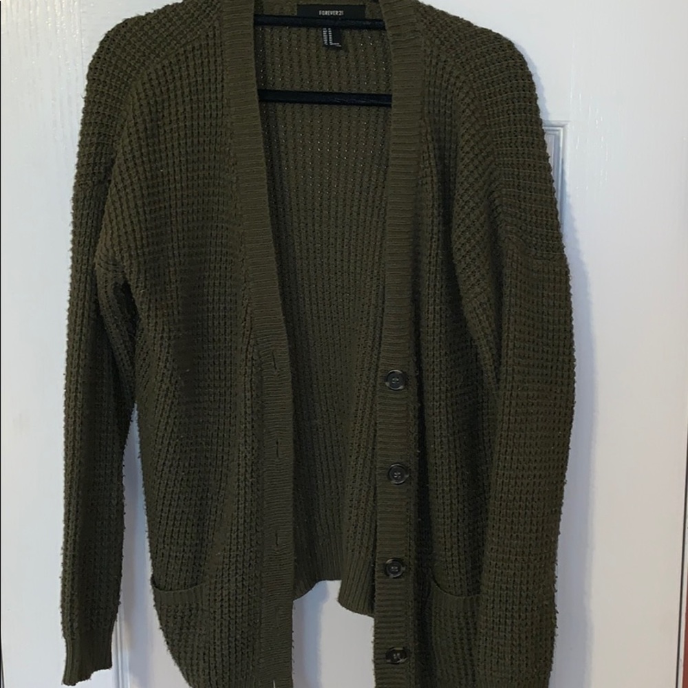 Forever 21 Camo Green Cardigan